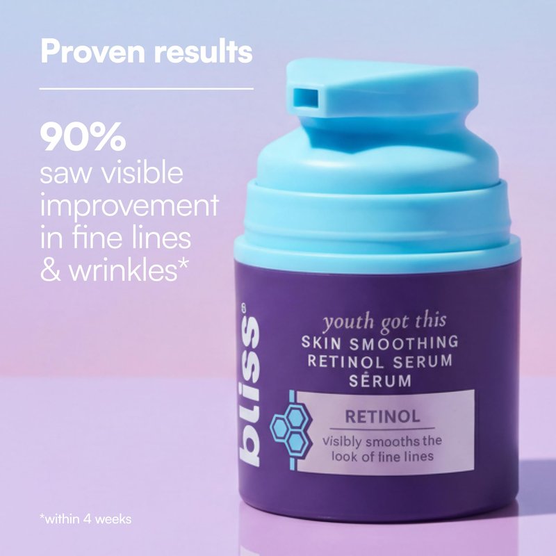 Bliss Retinol Serum Youth Got This Advanced Anti-Aging Formula - Reduces Fine Lines & Wrinkles - Dermatologist-Tested - Clinically Proven Results - Fragrance-Free & Vegan - 1 Fl Oz
