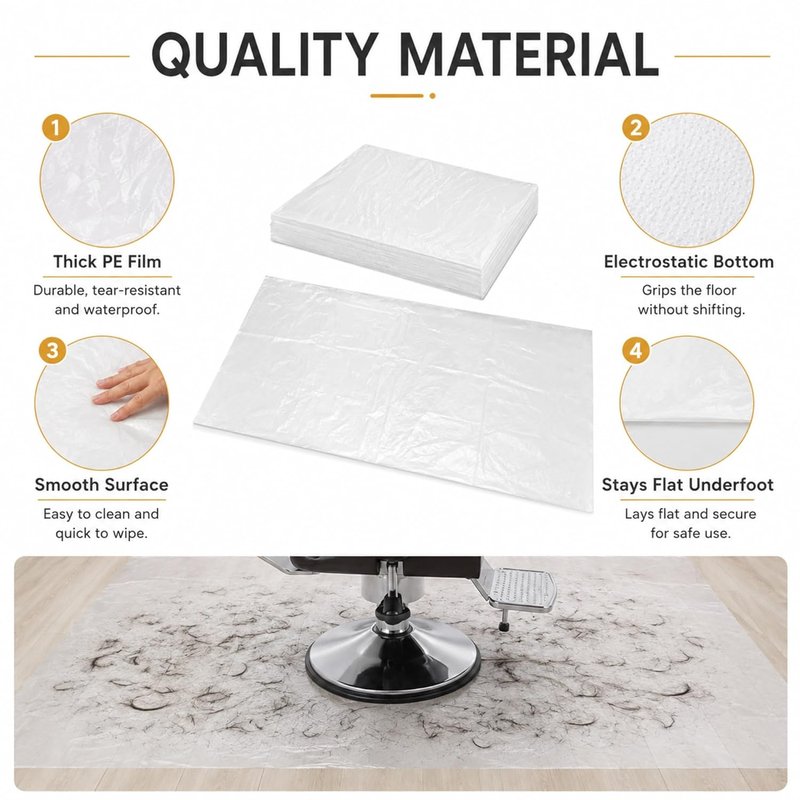 Breling Extra Large Disposable Haircutting Mat - 50 Pcs, 48 x 37.4 Inch for Barbershops & Pet Grooming