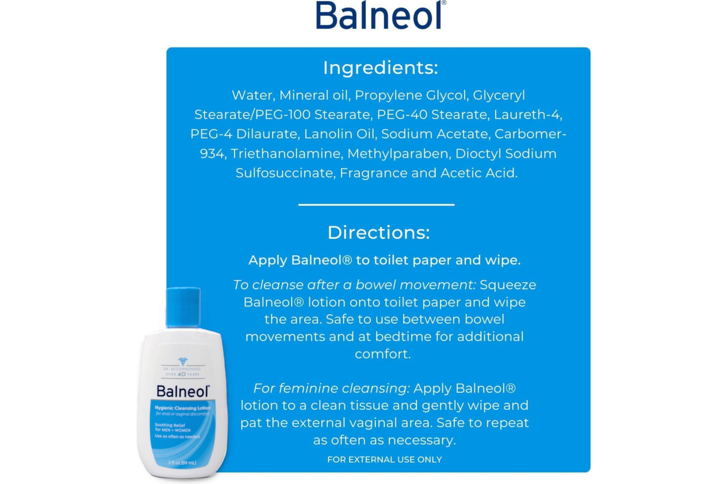 Balneol Hygienic Cleansing Lotion, 3.0 Oz - Buy Packs and Save (Pack of 4)