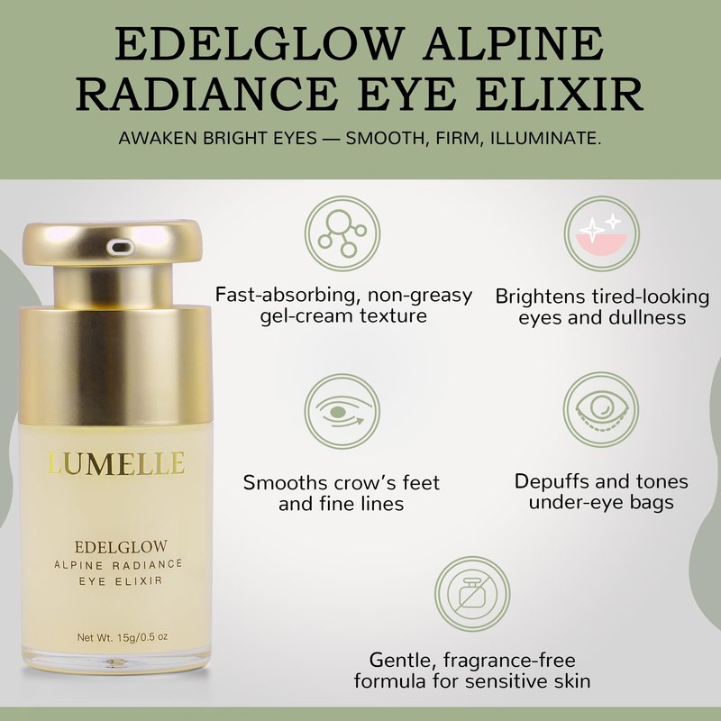LUMELLE Alpine Radiance Eye Cream & Serum for Dark Circles, Brightening, Firming, Smoothing, Reviving Anti-Aging Skin Care