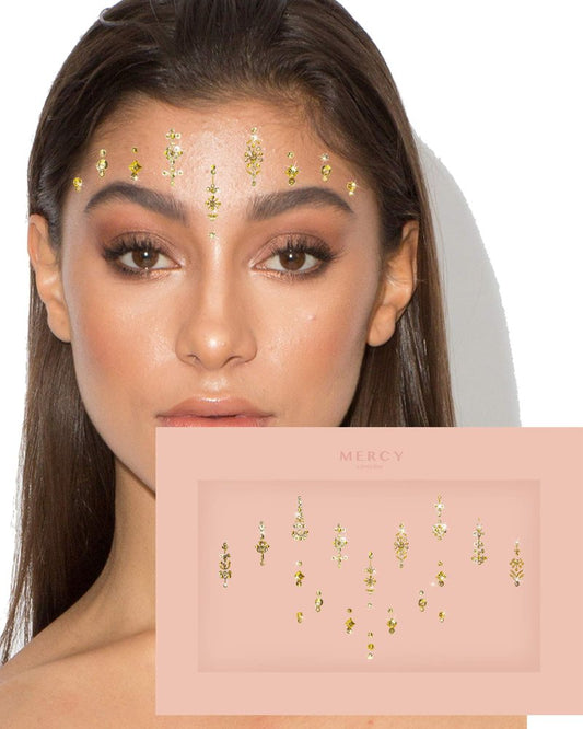 Priyanka Gold Bindis ✮ MERCY LONDON Crystal Indian Bindi Face Jewels Gold Silver Multi Packet Bridal