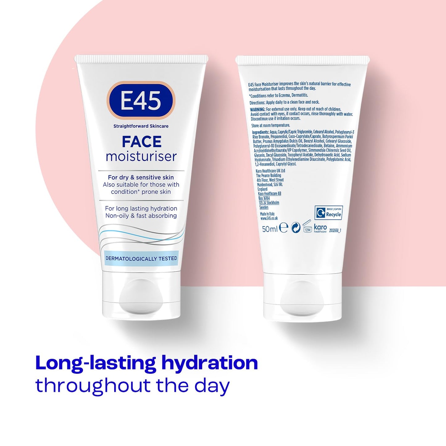 – Face Cream for Long-Lasting Moisturisation – E45 Cream for Dry and Sensitive Skin – Dermatitis and Eczema Cream – Fast-Absorbing and Non-Greasy Formula - Dermatologically Tested