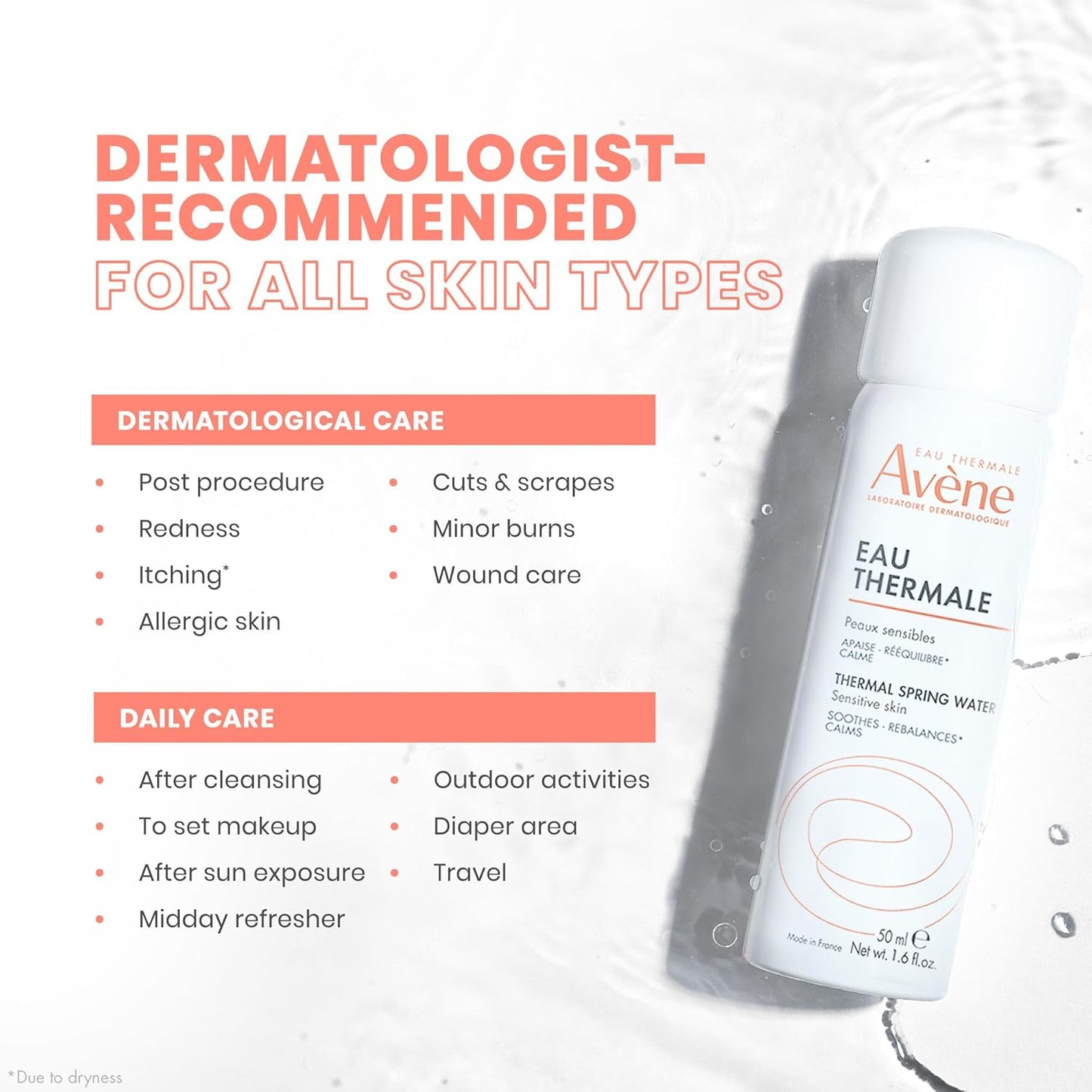 Avène Thermal Spring Water Facial Mist Spray - Soothing & Calming for Sensitive Skin | Hydrating & Softening Formula