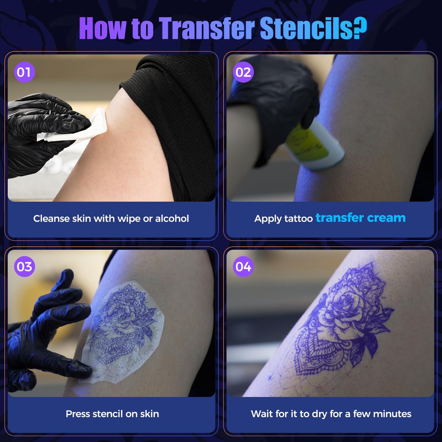 Tattoo Transfer Paper, 100 Sheets Tattoo Stencil Transfer Paper for Tattooing, A4 Compatible with Tatoo Printers, MT660...