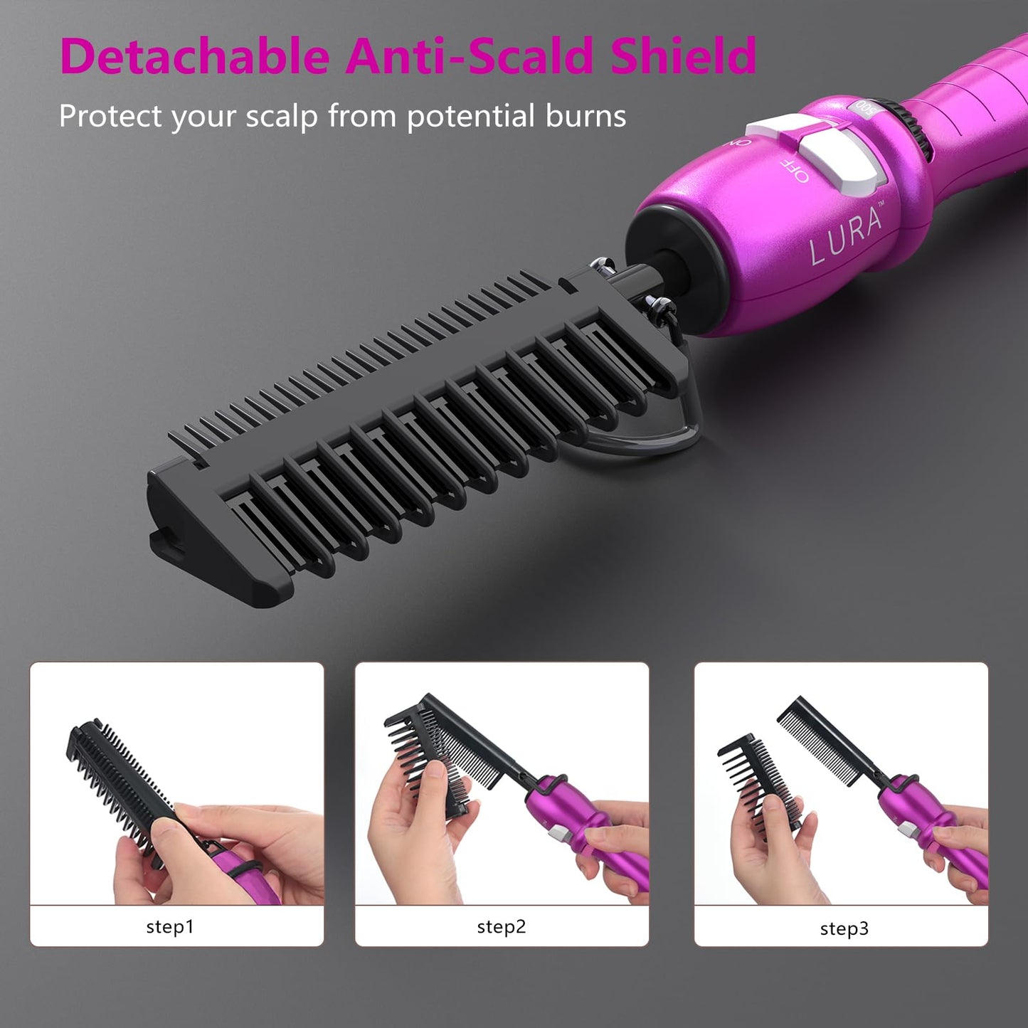 200-500°F Pink Hot Comb:Electric Hot Comb for Lace Front Wigs,Electric Pressing Combs for Black Hair,Electric Straightening Comb for African American Hair,