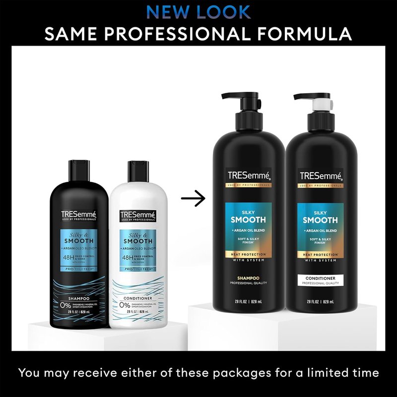 TRESemmé Silky & Smooth Shampoo and Conditioner Set | Keratin Repair Hair Mask - Anti-Frizz, Argan Oil Blend (3 Pieces)