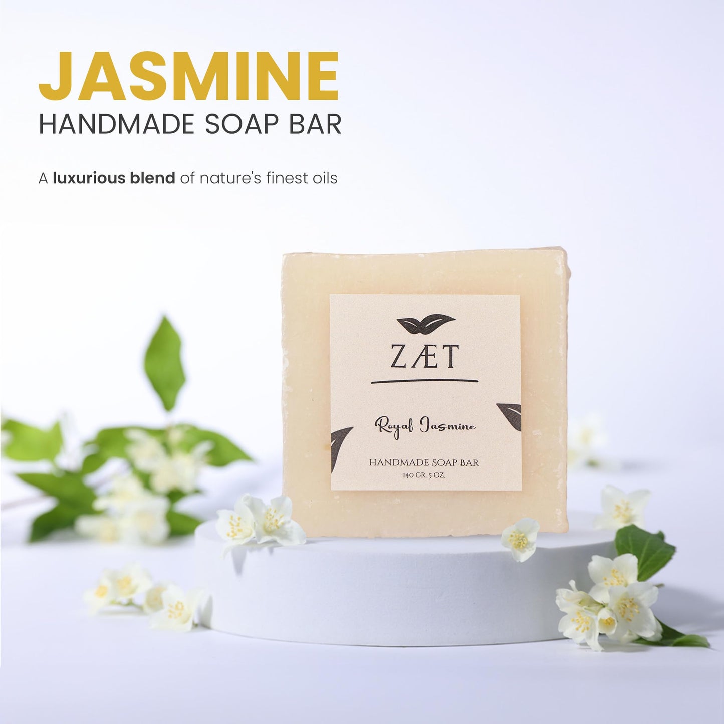 ZÆT 8-Pack Royal Jasmine Bar Soap – Natural Jasmine Extract with Olive Oil and Coconut Oil - Handmade Soap Bar for Face, Body and Hands - Ideal for All Skin Types, Men and Women