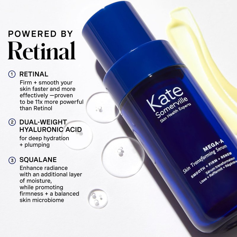 Kate Somerville Mega-A Skin Transforming Serum – Anti-Aging Serum with Hyaluronic Acid For Uneven Texture and Wrinkles, 1 Fl. Oz