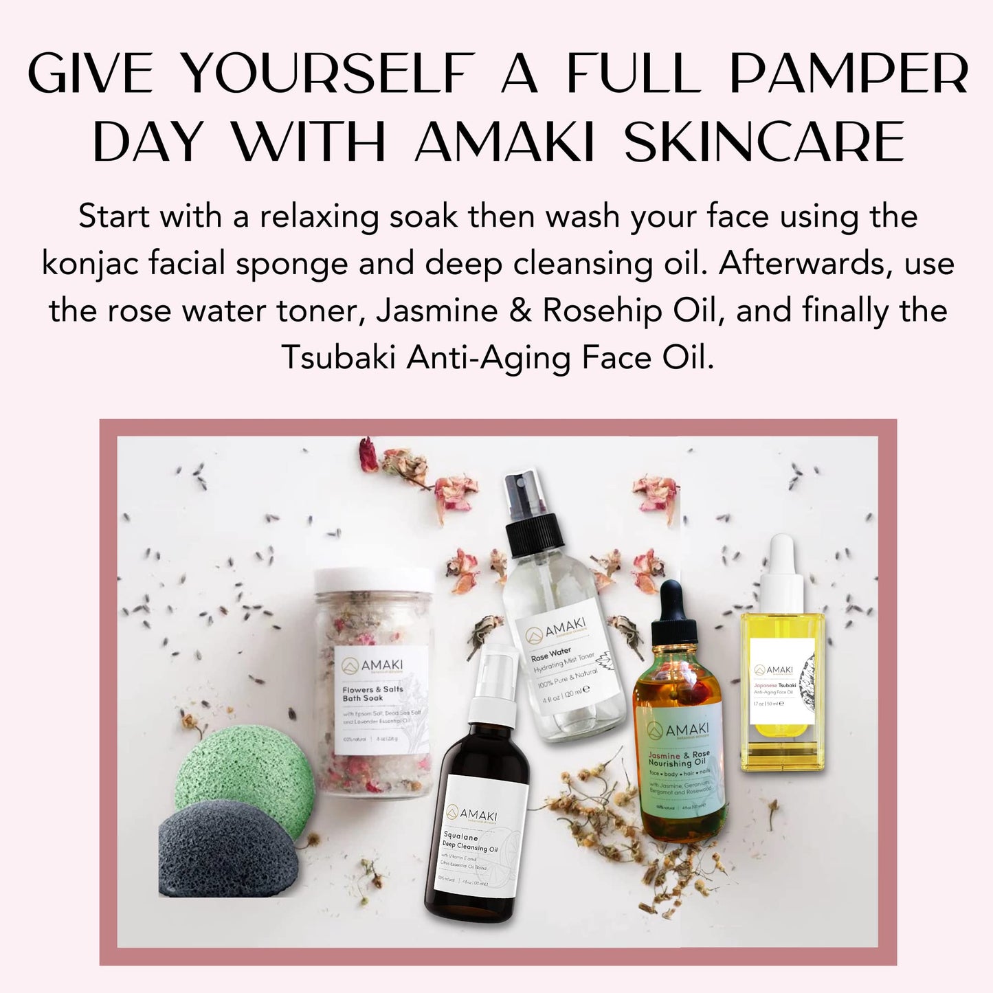 Amaki Herbal Bath Soak Blend of Epsom and Dead Sea Salt Infused with Lavender Essential Oil - for Stress Relief, Reduce Sore Muscle, Skin Soothing - Luxury Gift Set of 2, 8 Ounces Jars