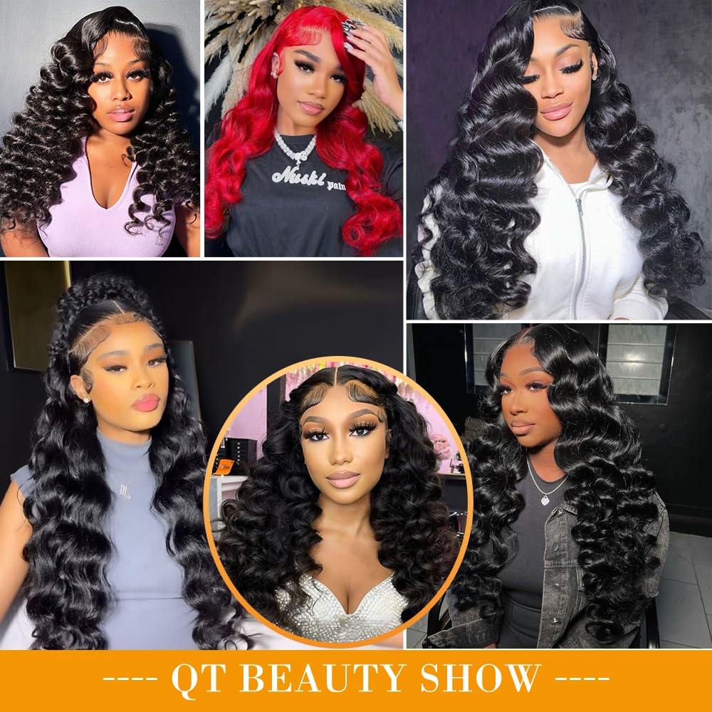 QTHAIR 18A 13x4 HD Lace Frontal Human Hair Loose Wave Frontal Pre Plucked with Baby Hair Ear to Ear Transparent Lace Closure 100% Unprocessed Brazilian Virgin Human Hair(12inch)
