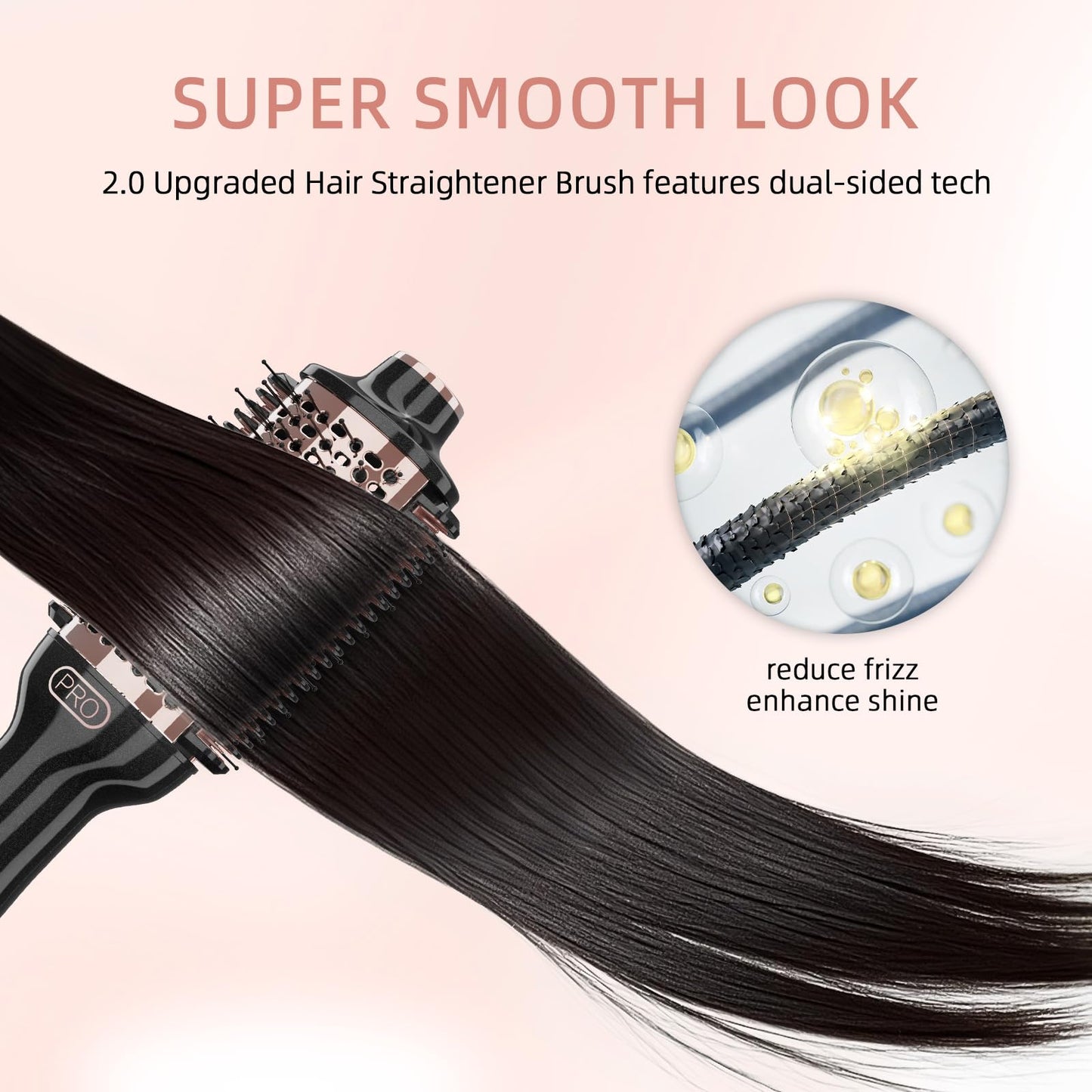 DORISILK 2.0 Upgraded Hair Dryer Brush Blow Dryer + Smooth Heated Comb, One Step Hot Air Brush Hair Straightener, 4 in 1 Blowout Hair Dryer and Styler Volumizer Straightener Curler, Rose Gold + Black