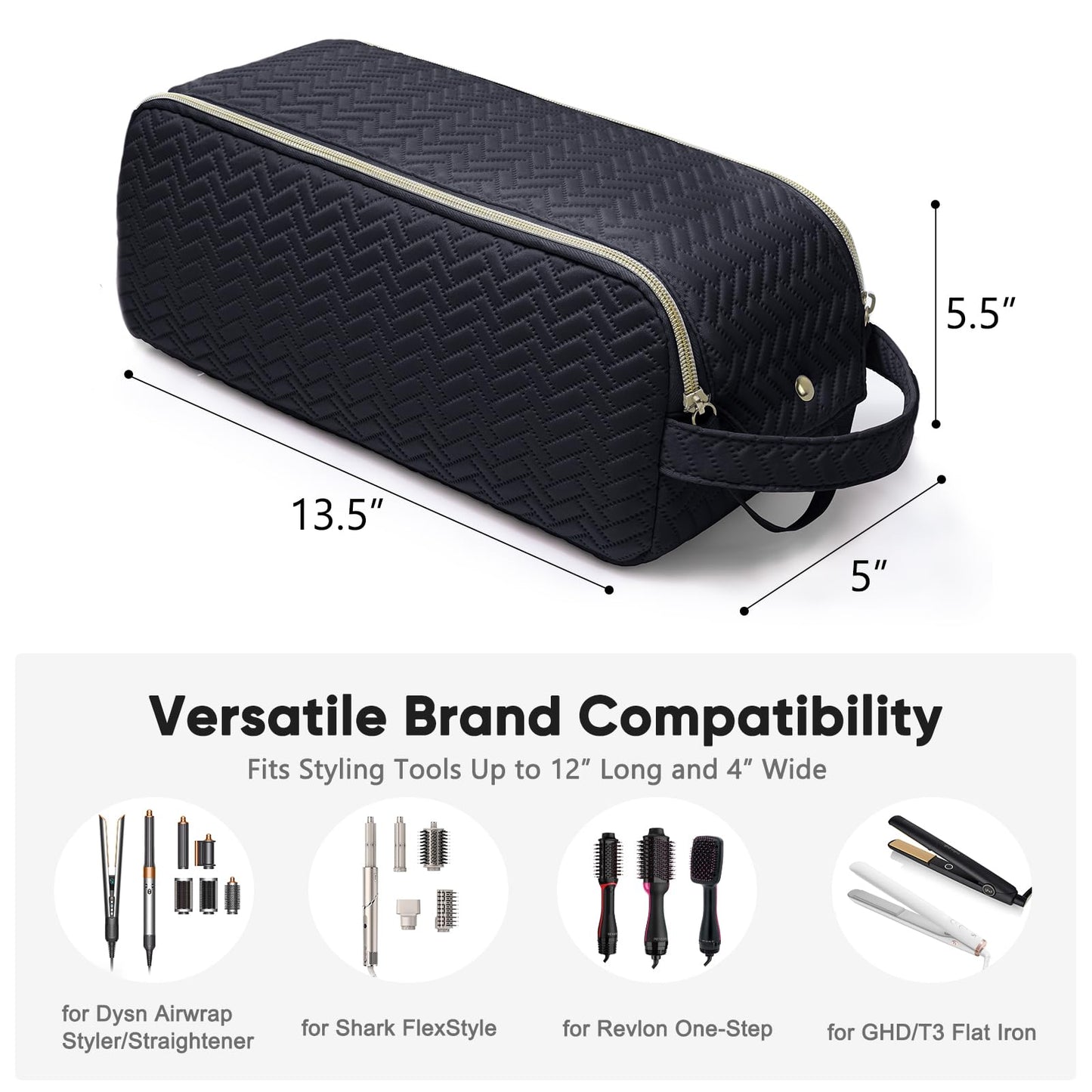 ELCUPA 2IN1 Hair Tools Travel Bag with Removable Heat Resistant Mat Curling Iron Travel Case, Hair Dryer Organizer for Flat Irons, Straighteners and Haircare Accessories, Hot Tools Travel Bag Hair