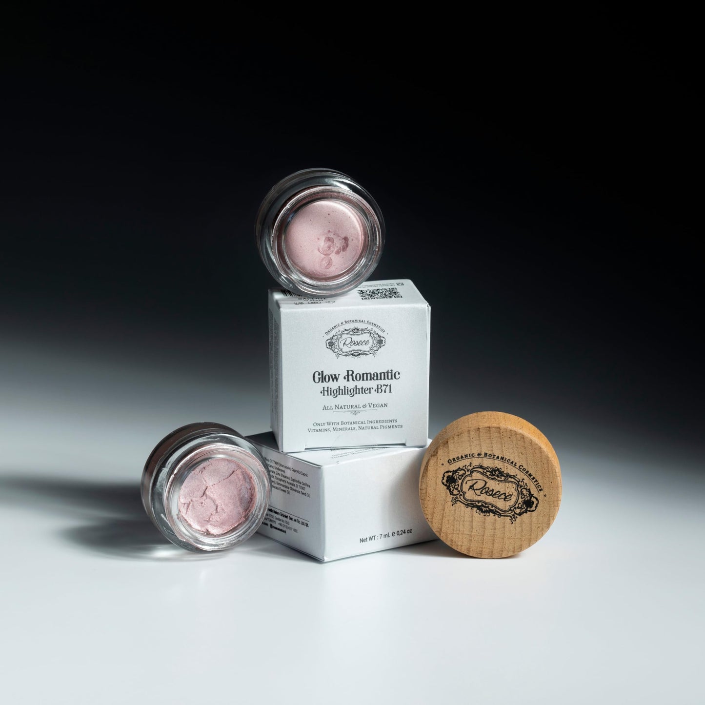 ROSECE Glow Highlighter| Only with Botanical Ingredients Vitamins Minerals Natural Pigments| 100% Natural, Vegan and Cruelty-Free | Illuminator Makeup | Cream Illuminator (Glow Romantic, M)