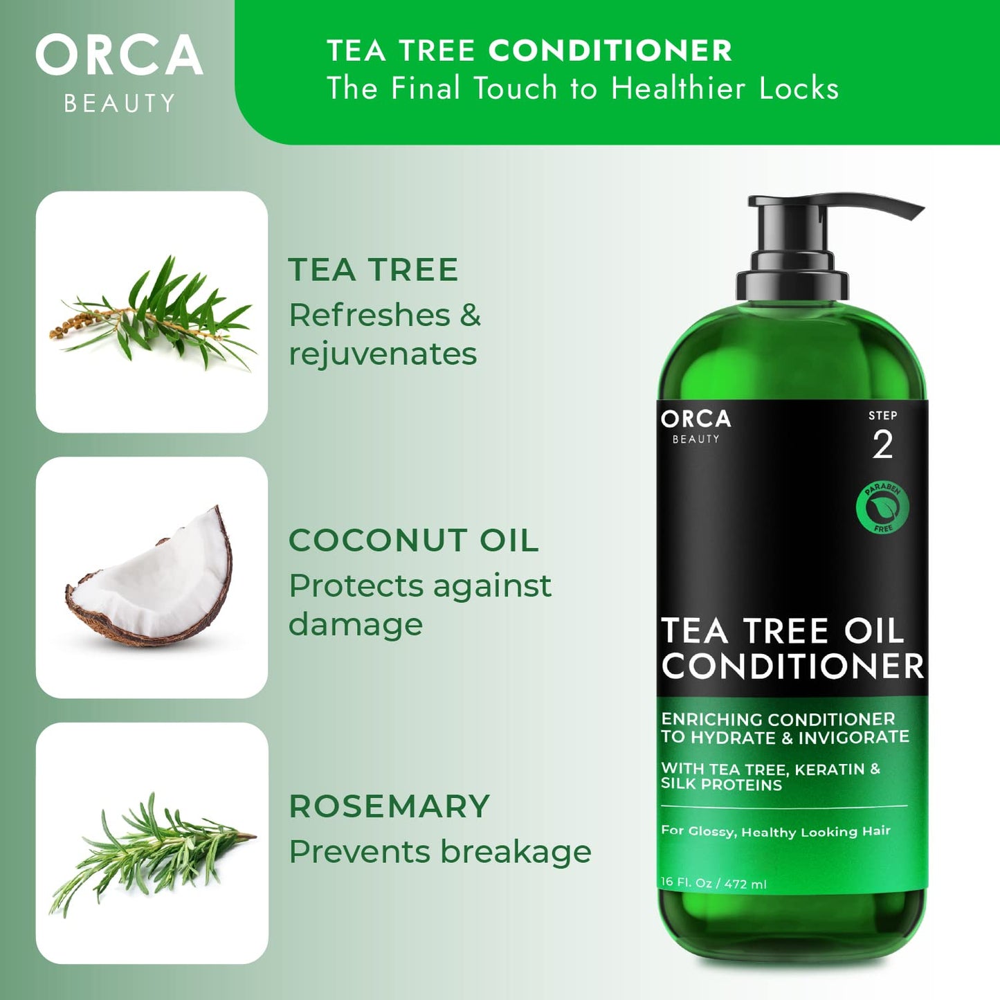 Tea Tree Conditioner - Hydrating Natural Formula for Oily Hair & Dry Scalp | 16oz, Enriched with Vitamin E & Coconut Oil