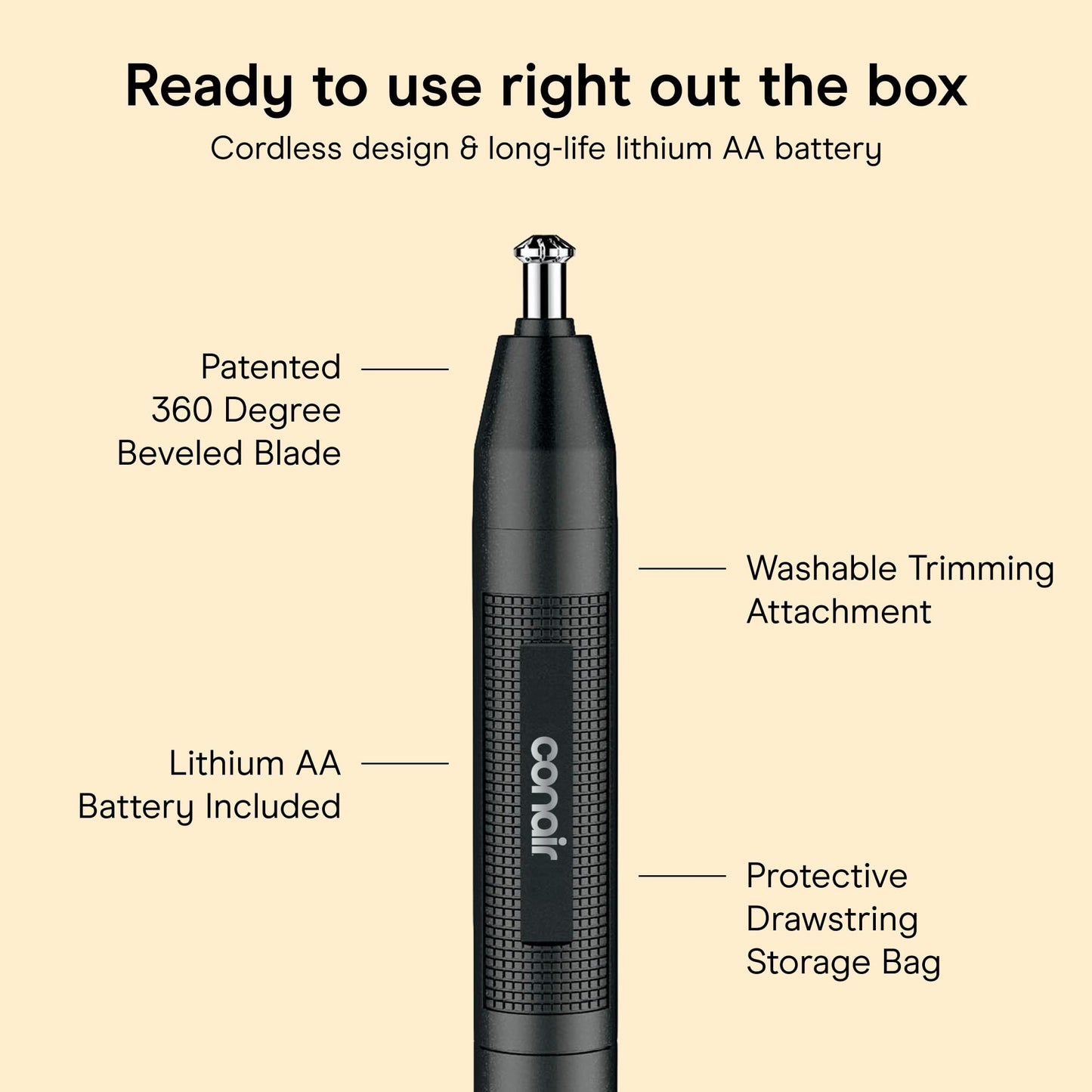 CONAIR Trimmer Eyebrow Nose Ear Cordless Male Human