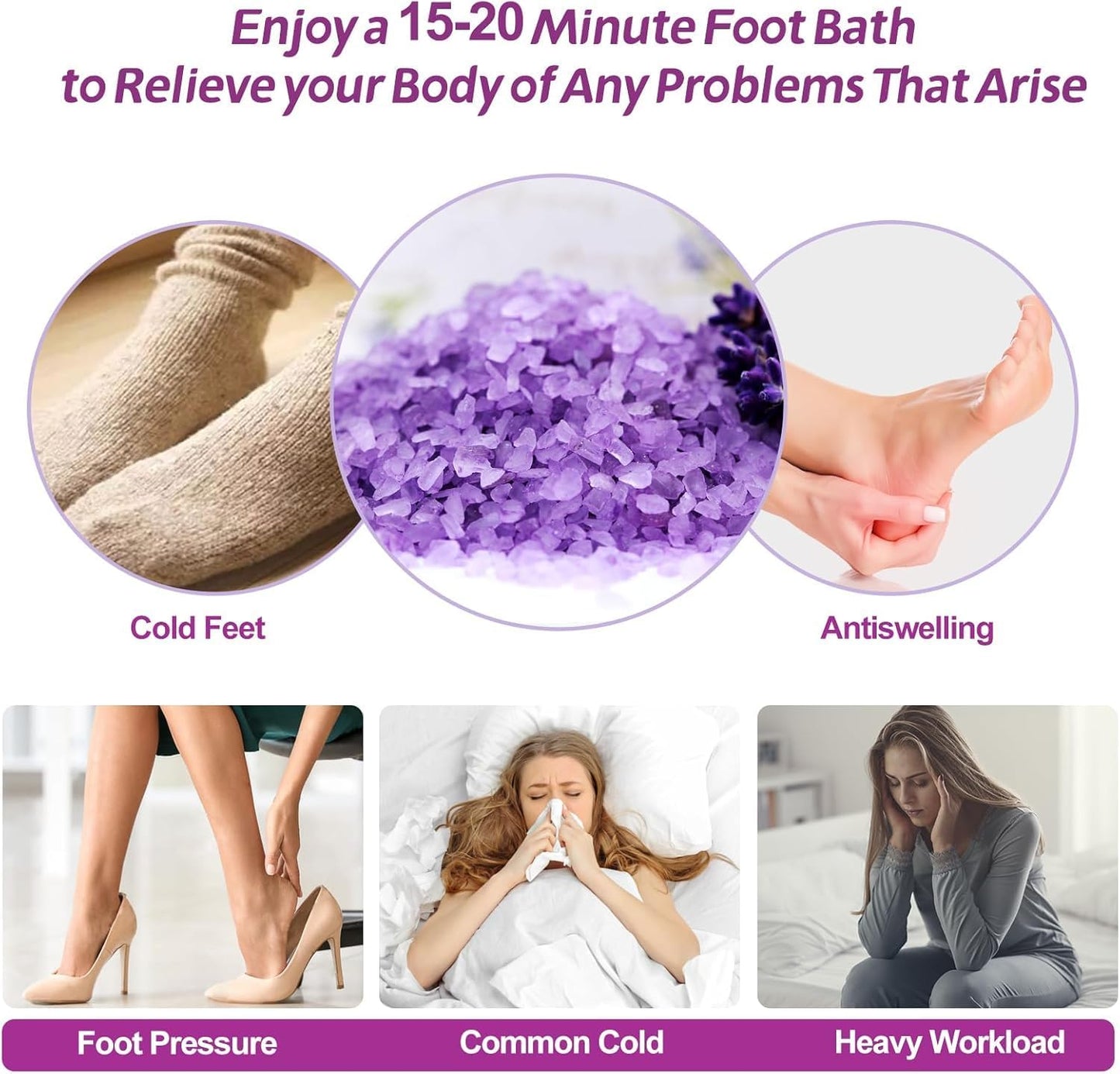 Tea Tree Oil Foot Soak with Epsom Salt, Lavender Oil Foot Soak - For Toenail Repair, Athletes Foot, Softens Calluses, Soothes Sore & Tired Feet, Nail Discoloration, Spa Pedicure Care, pack of 2