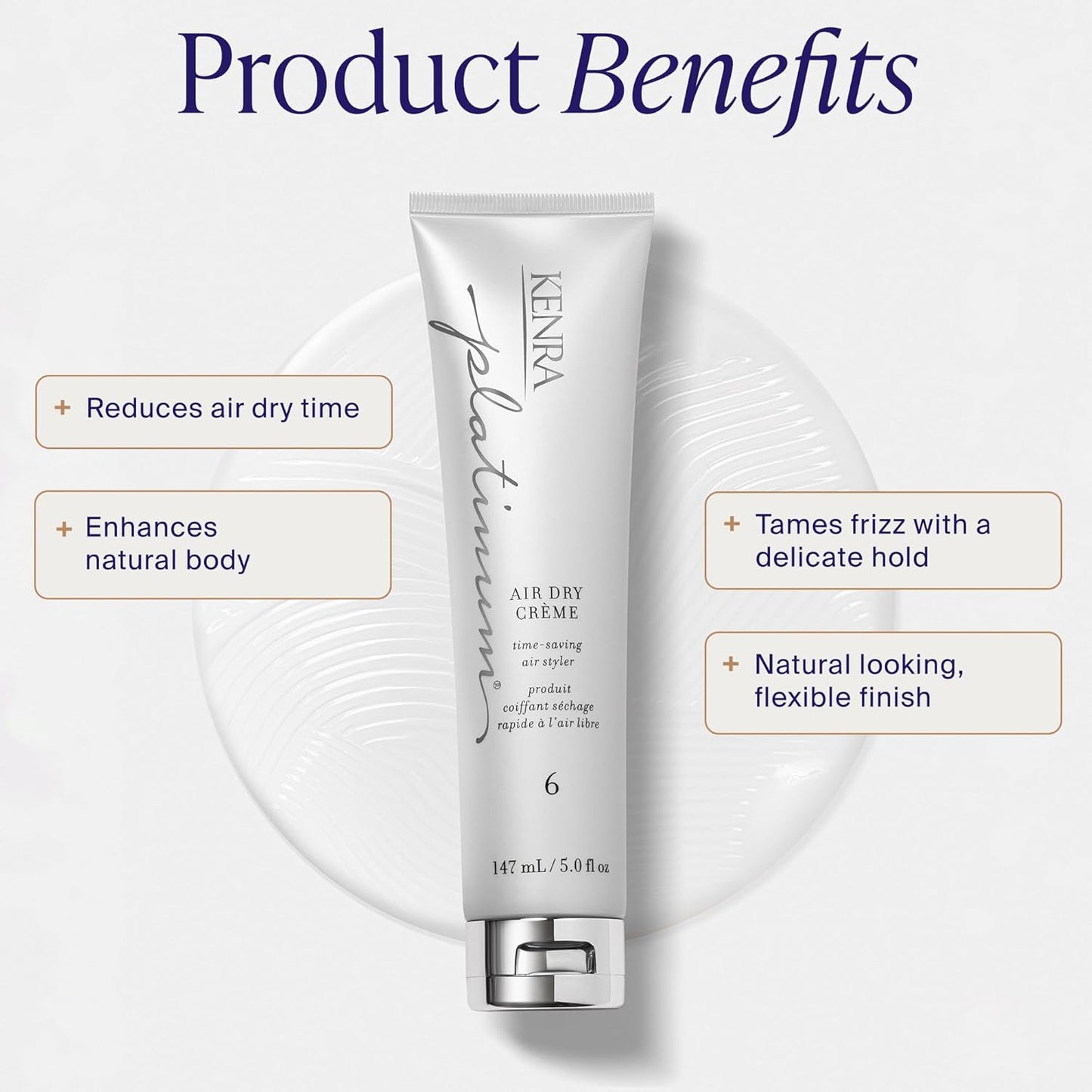 Kenra Platinum Air Dry Crème 6 - Time-Saving Hair Styler for Natural Body & Frizz Control | All Hair Types