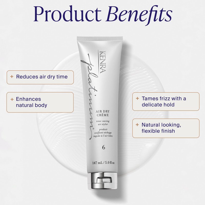 Kenra Professional Platinum Air Dry Crème 6 | Time-Saving Air Styler | Enhances Natural Body | Tames Frizz With Delicate Hold | Natural, Product Free Finish | All Hair Types | 5 fl. Oz