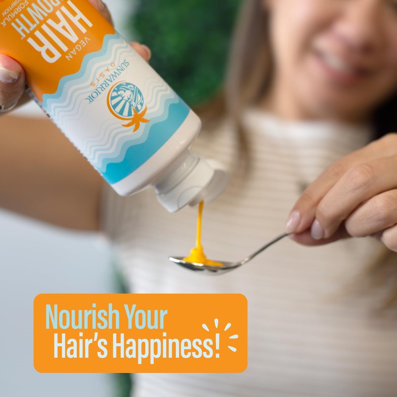 Sunwarrior Hair Growth Liquid Rosemary Oil with Biotin & Omega 3 Curcumin, Hyaluronic Acid Tocopherol, Reduce Shedding Promote Hair Growth Improve Hair Density Scalp Hydration Citrus Flavor 15.2 fl oz
