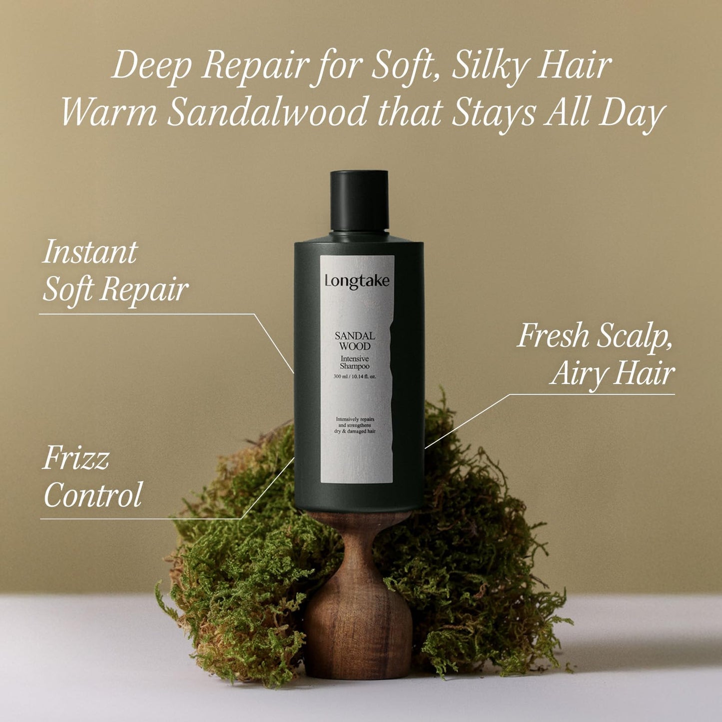 LONGTAKE Sandalwood Intensive Hair Perfume Clarifying Shampoo 10.1 Fl Oz, 300MLㅣVolumizingㅣAnti-frizzㅣImproves softnessㅣFor All Types