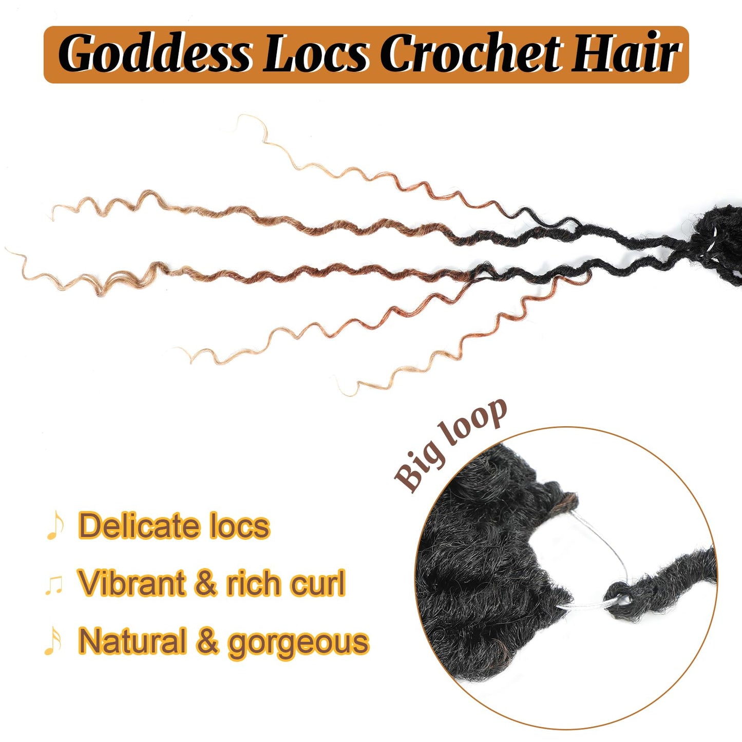 Forevery Goddess Locs Crochet Hair 12 Inch Goddess Faux Locs Crochet Hair for Black Women 6 Packs Boho Crochet Locs with Curly Ends T1b/30/27