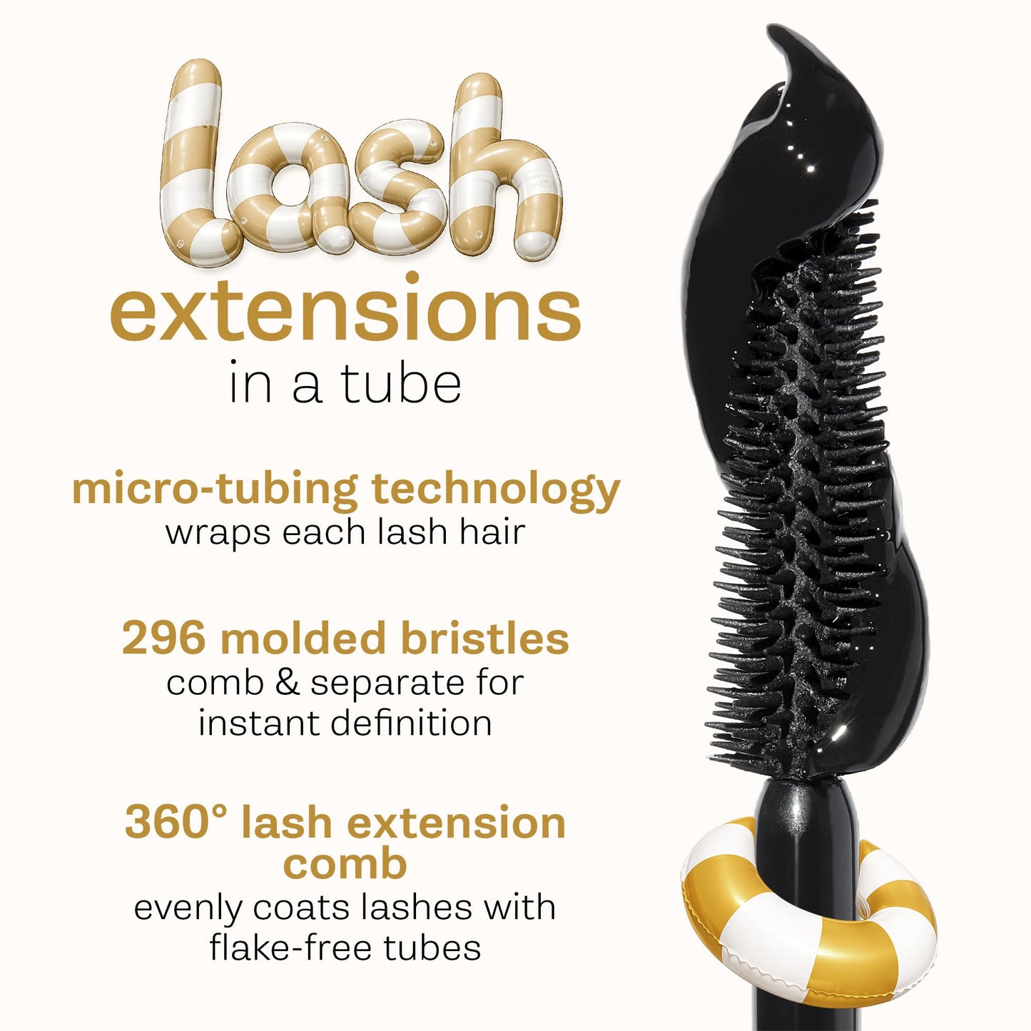 tarte tartelette XL tubing mascara – Lash Extensions in a Tube with Peptide, Extra-Bold Buildable Length & Volume, Smudge-Proof Longwear, Easy-to-Remove, Vegan & Cruelty-Free, full size, black
