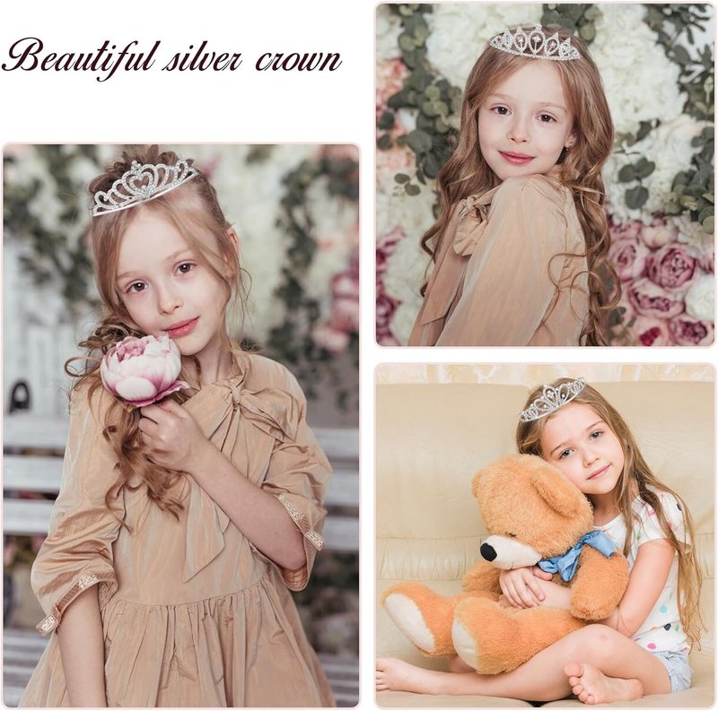 Sparkly Glitter Rhinestone Crown Headbands - 20 Pack Hair Tiaras for Weddings, Proms & Parties | 4.7 In, 20 Styles