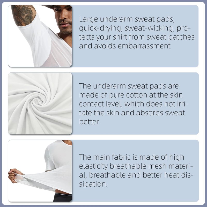 Men's Underarm Sweat Pads - 2 PCS Mesh Anti-Sweat Shirt Guards for Comfort & Protection