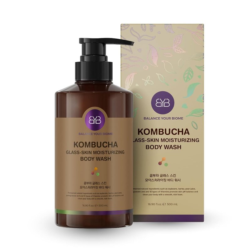 Kombucha Glass-Skin Body Wash - K-Beauty Nourishing Cleanser with Pear Juice & Pomegranates | 16.9 fl. oz.
