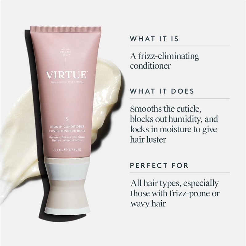 Virtue Smooth Conditioner - Frizz Control for Curly Hair | Sulfate-Free & Color Safe