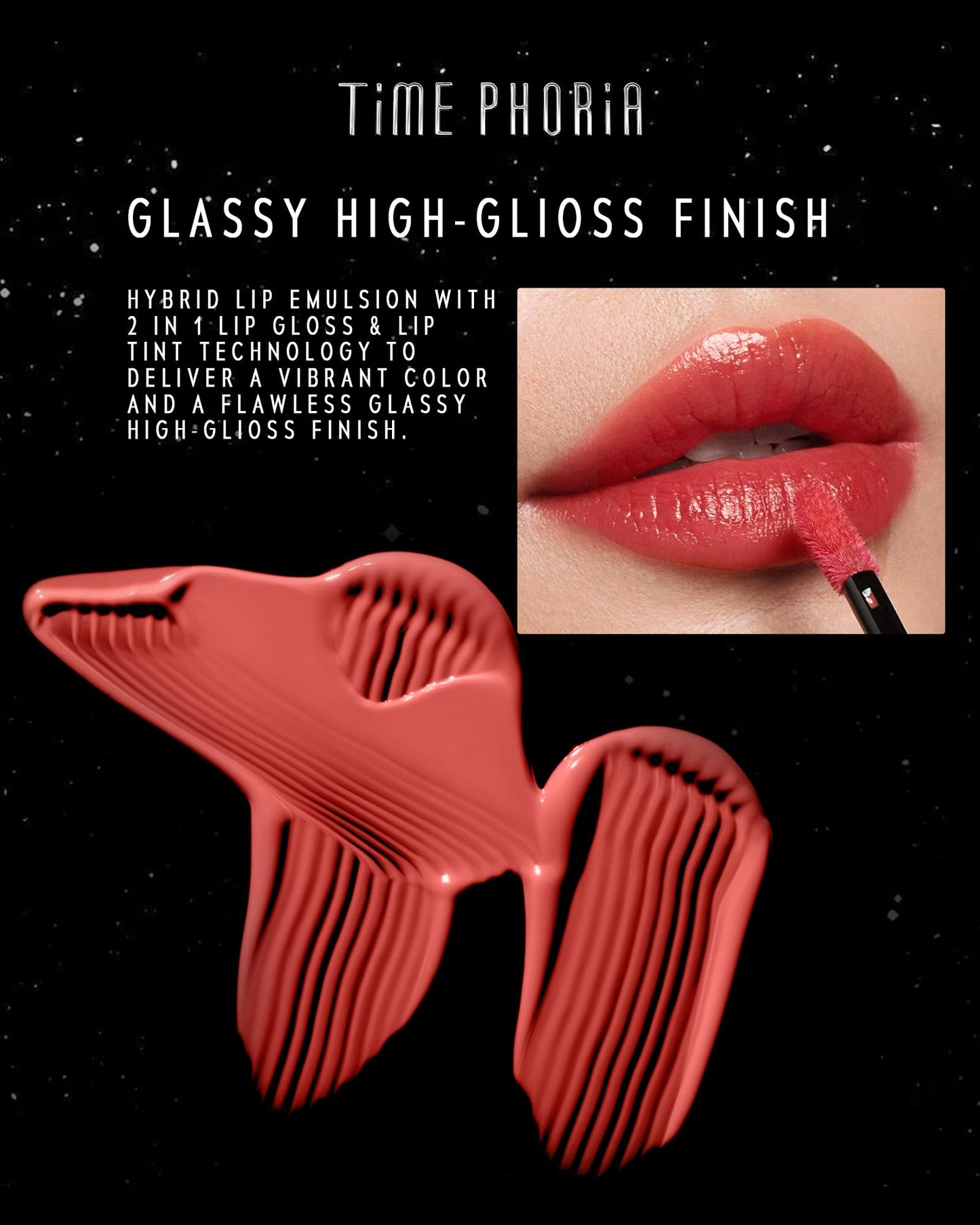 TIMEPHORIA Stellar Dust Lip Stain 03, Transfer-Proof & Smudge-Proof Lip Gloss, Cool Tone Pink Tinted Glossy Finish, High-Pigment Vibrant Color, Hydrating Lightweight Long-Lasting Lip Makeup for Women