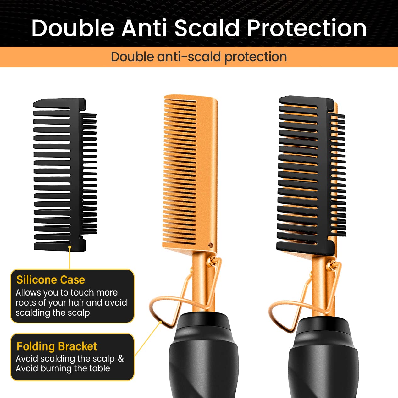 Hot Comb Set 19 Pcs, Electric Hair Straightener Curling Iron for Natural Black Hair Wigs Pressing with Wig Glue