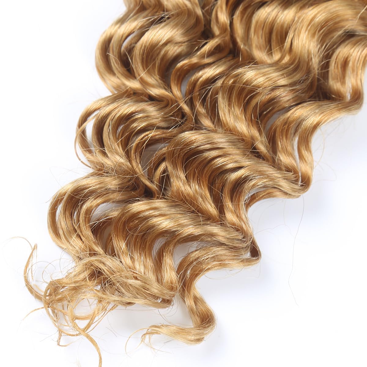 Xddnamei Deep Wave Human Braiding Hair 2 Bundles Total 100g 18 Inch 27# Honey Blonde Braiding Human Hair Brazilian Virgin Hair Bundles for Boho Braids