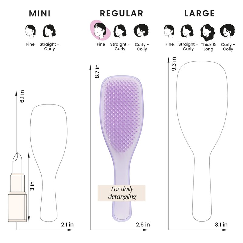 Tangle Teezer Fine and Fragile Ultimate Detangler Hairbrush for Coloured, Fine & Thin Hair - Two-Tiered Soft Flex Teeth Reduce Breakage & Pulling - Gentle on Delicate Hair - Hypnotic Heather