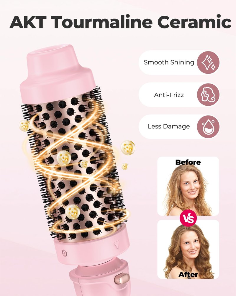 Farery Thermal Brush Set 3 in 1, Ceramic Curling Wand & Hot Brush with 9 Temperatures. 3 Interchangeable Travel Curling Irons for Short, Medium & Long Hair (1.25'', 1.5'' & 1.75'' Barrels)