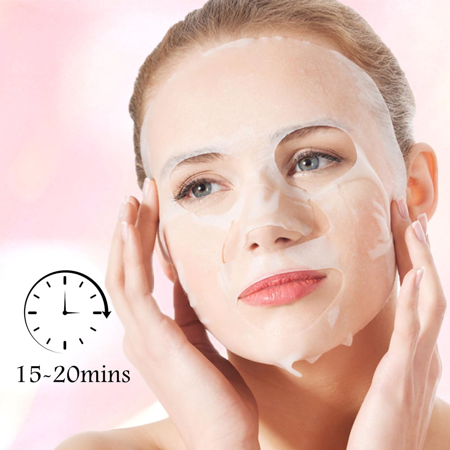 GUOYAOLIFU Hydrating Facial Masks Skincare for Women,Pink Rose Face Mask Sheet Skincare, Moisturizing Face Mask for All Skin Types (10-Packs)