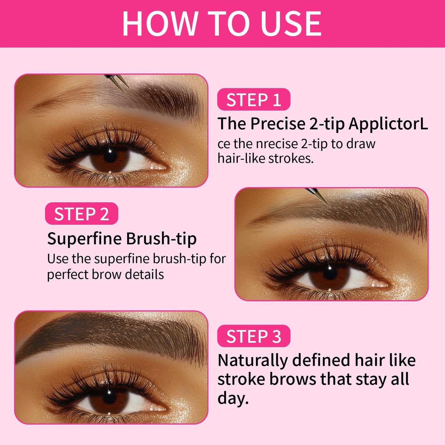 YeMoMo Dual-Tip Eyebrow Pencil, 2-in-1 Waterproof Brow Liner with Ultra-Fine Fork and Precision Tip, 5 Natural Shades from Light Brown to Black (3#Dark Brown)
