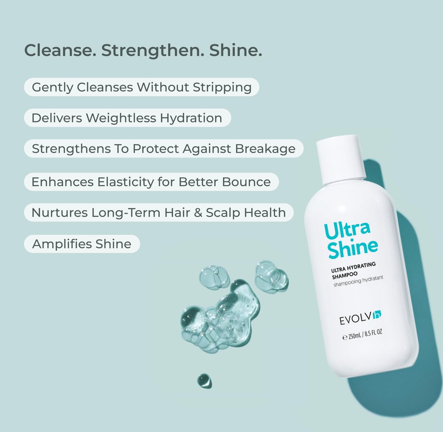 EVOLVh - Natural UltraShine Moisture Shampoo | Vegan, Non-Toxic, Clean Hair Care (8.5 fl oz | 250 mL)