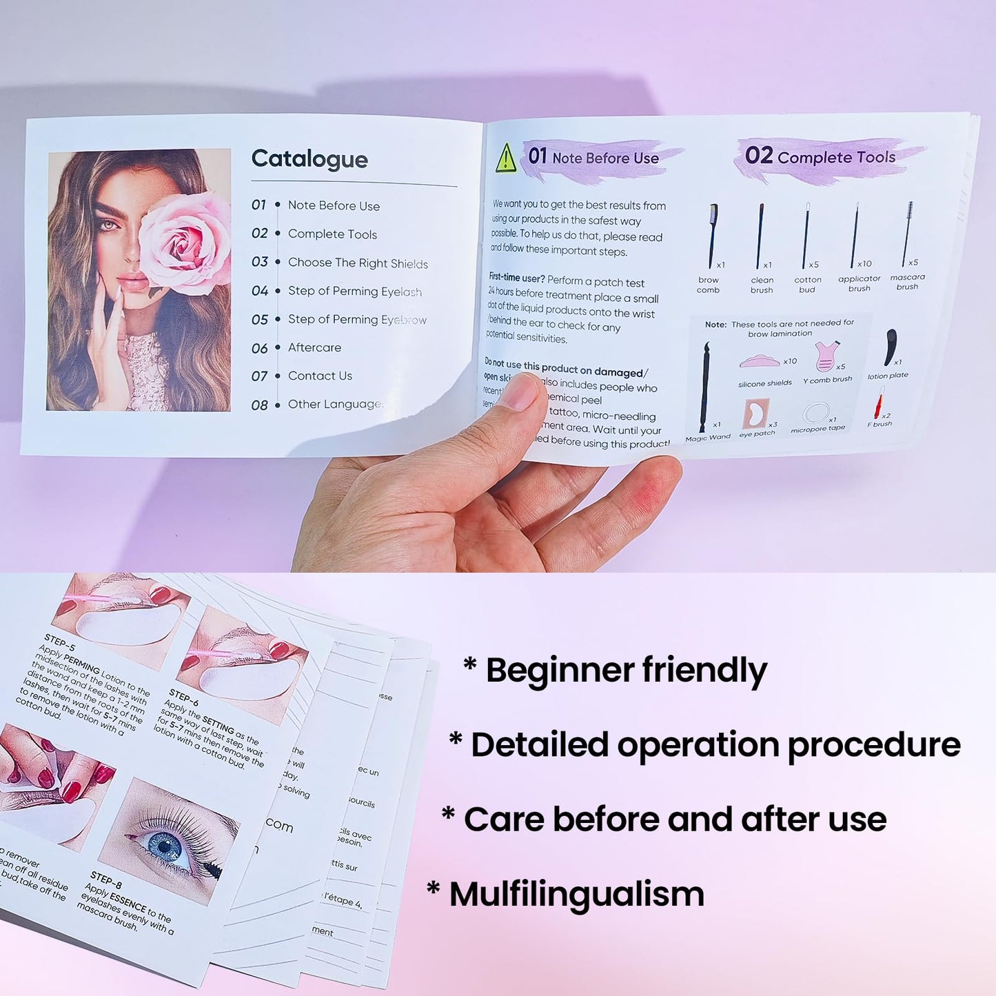 PERMANIA Eyelash Lift Kit, Natural Curling and Lifting Effect Lash Lift Kit & Brow Lamination Kit Fast Perming with Easy Instructions