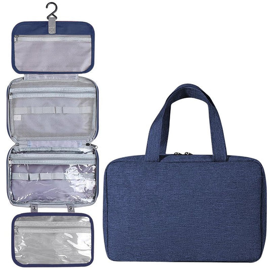 Beckykall hanging travel toiletry bag with Hanging Hook,Water-resistant Makeup Cosmetic Bag Travel Organizer for Accessories,Portable Toiletry Travel Organizer Bag (Navy blue, Large)