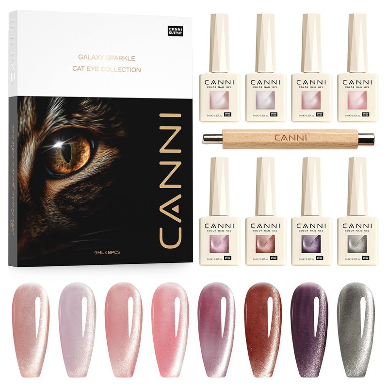 CANNI 8 Pcs 9 ML Glitter Diamond Gel Nail Polish Set, Shimmer Sparkly Shiny Black Gold Silver Blue Green Purple Colors Gel Polish Kit Soak Off Led Nail Art Manicure Salon DIY
