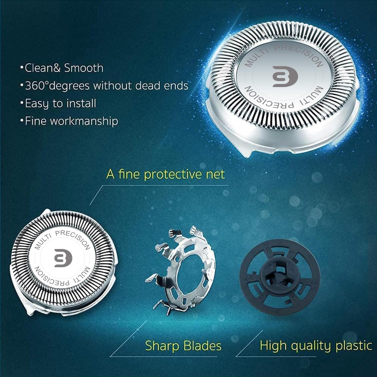SH30 Replacement Heads for Philips Norelco Shaver Series 3000, 2000, 1000