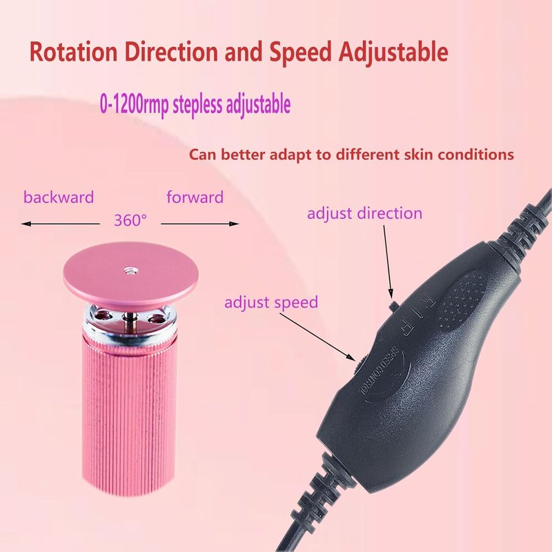 Electric Foot Callus Remover - 1200RPM Adjustable Speed | Aluminum File with 60 Sandpaper Discs - Pink