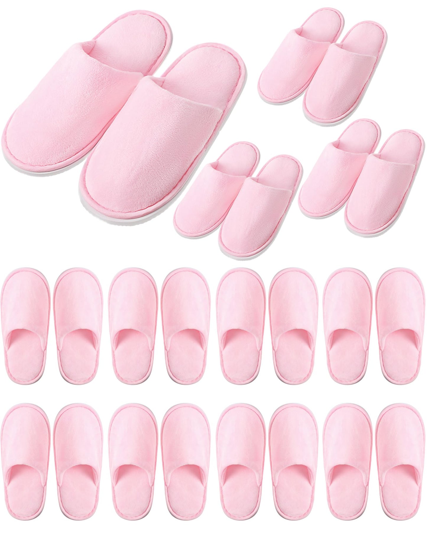 Twistover 12 Pairs Kids Disposable Slippers for Guests Closed Toe Non Slip Spa Slippers Bulk Soft House Slippers Winter Warm Flip Flops for Boys Girls Travel Hotel Party Indoor Outdoor (Pink)