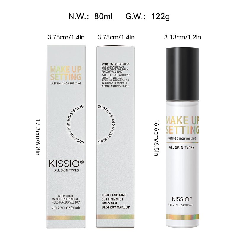 KISSIO Makeup Setting Spray,Long Lasting Setting Mist for 16HR Makeup Wear,Lightweight,Hydrating and Soothing,Fine Mist,Natural Finish for All Skin Type,2.7 FL OZ
