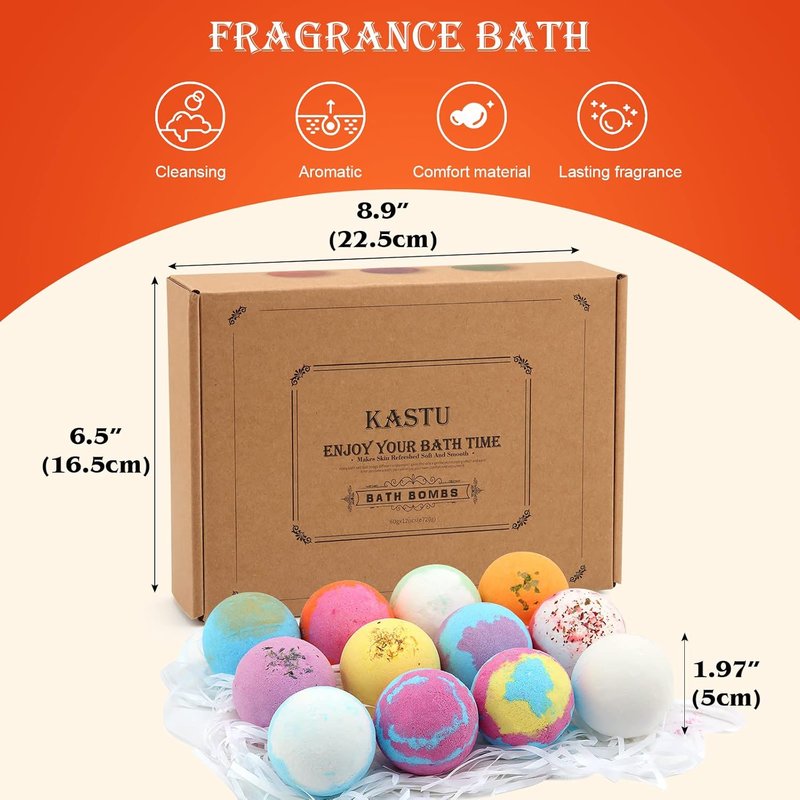 Bath Bombs Gift Set - 12 PCS Vanilla Menthol & Rose Extract | Moisturizing Fizzy Spa Relaxation