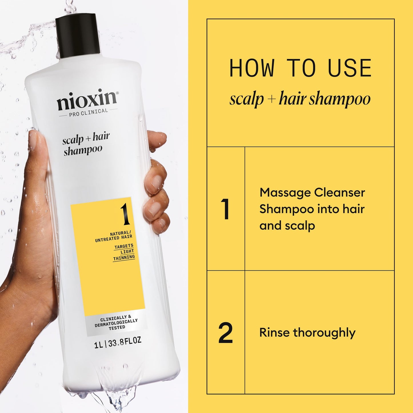 Nioxin System 1 Shampoo & Conditioner Prepack | For Natural or Untreated Hair with Light Thinning | With Niacinamide and Biotin | Pumps Included | 33.8 Fl oz.