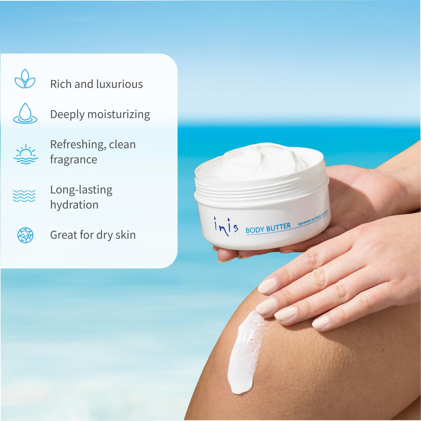 Inis the Energy of the Sea - Rejuvenating Body Butter for Women and Men, Whipped Body Cream with Seaweed Extract, Shea Butter and Argan Oil, Deep Moisturizing Skin Cream, 10.1 fl oz