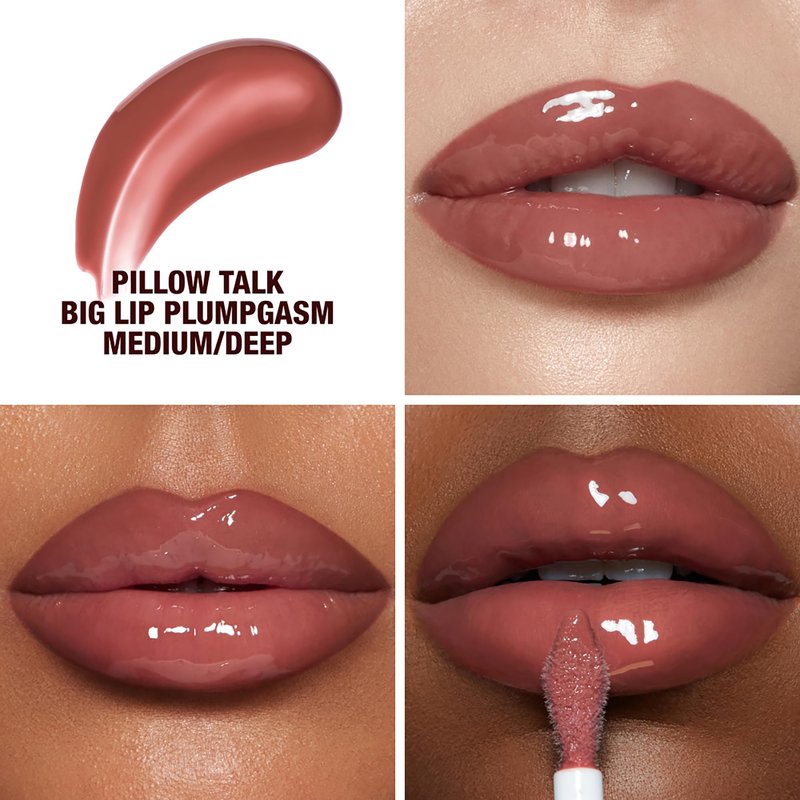 Charlotte Tilbury Pillow Talk Plumpgasm Lip Gloss - Hydrating Lip Plumper with Hyaluronic Acid & Plumpgasm Heat + Ice Technology for Juicy, Glossy Fullness - Medium/Deep
