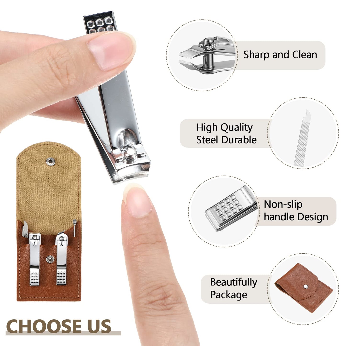 Lasnten 24 Set Valentine Manicure Set Bulk Nail Clippers Grooming Nail Kit Stainless Steel Professional Pedicure Tools Kit with Travel Case for Men Women Valentine's Day Gift(4 in 1,Brown)